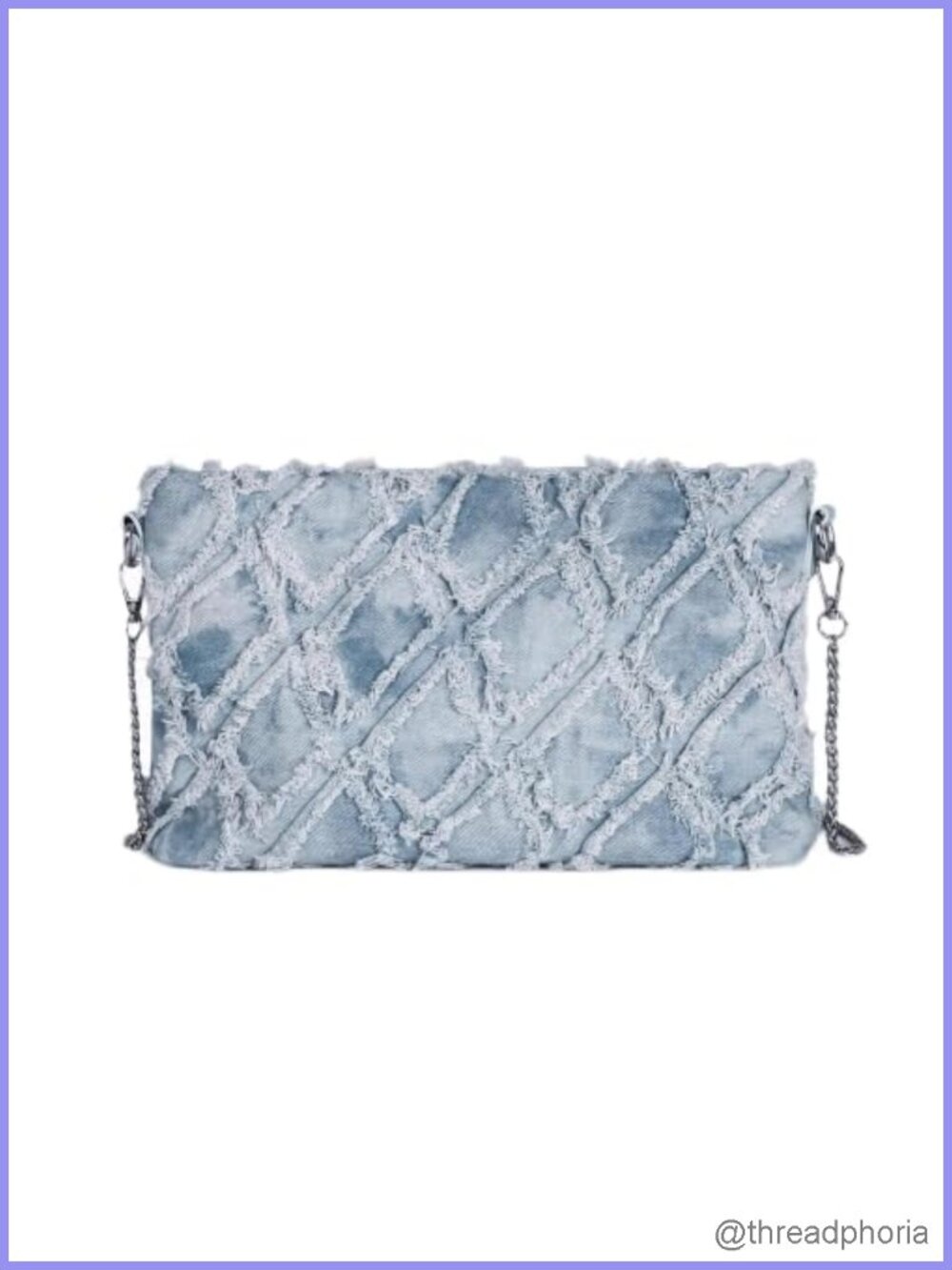 Denim Crossbody Bag Frayed Patchwork Jean Purse Chain Strap Adjustable